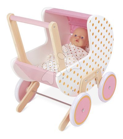 Cărucioare pentru păpuși din lemn  - Cărucior pentru păpușă din lemn Candy Chic Doll's Pram Janod - 3