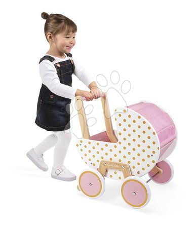 Drvena kolica za lutke - Drevený kočík pre bábiku Candy Chic Doll's Pram Janod - 4