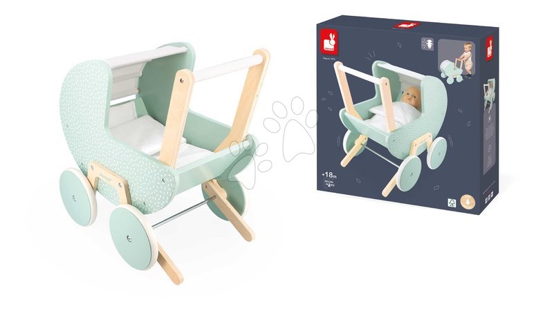 Poussettes en bois pour poupées - Drevený kočík pre bábiku Zen Doll's Pram Janod - 9