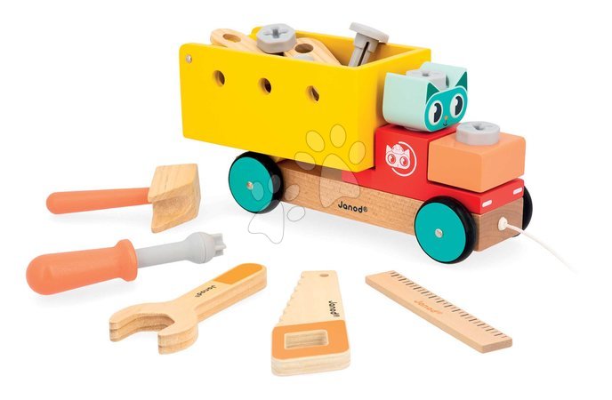 Wooden toys | Page 2 - Drevená stavebnica autíčko na ťahanie Pull Along DIY Truck BricoKids Janod