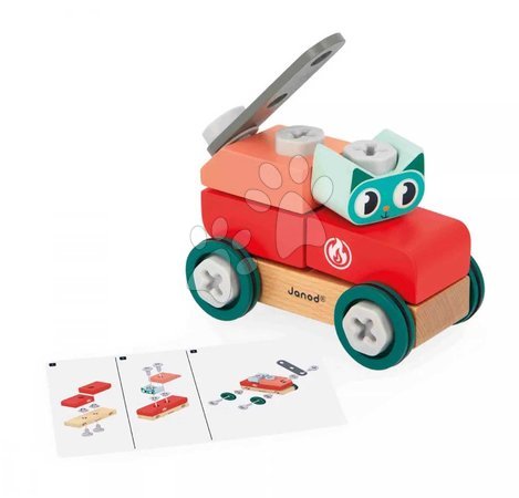 Wooden toys | Page 2 - Drevená stavebnica auto s náradím Mačka DIY Car Cat BricoKids Janod_1