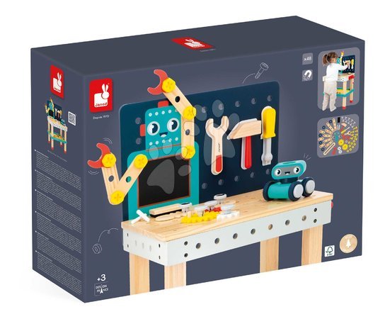 Drewniany warsztat i narzędzia dla dzieci - Drevená detská dielňa a náradie Big Robot DIY Workbench BricoKids Janod - 6