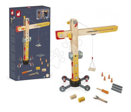 Wooden building toys - Drevený žeriav Large Crane Bolid Janod - 9