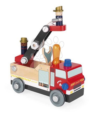 Holzbaukästen - Holzauto und Bausatz Feuerwehrleute DIY Fire Truck BricoKids Janod - 1