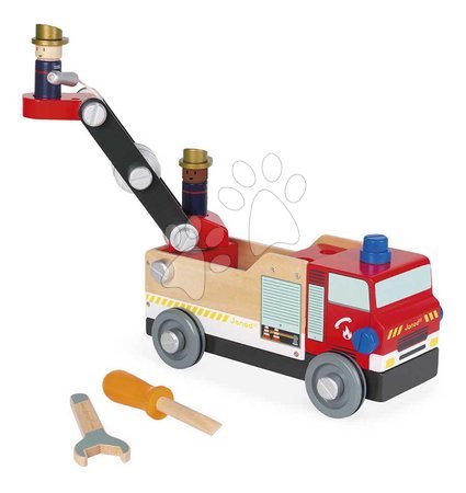 Fa építőjátékok - Fa autó és építőjáték Tűzoltók DIY Fire Truck BricoKids Janod - 2