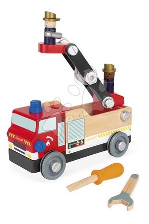 Fa építőjátékok - Fa autó és építőjáték Tűzoltók DIY Fire Truck BricoKids Janod - 3