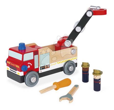 Holzbaukästen - Holzauto und Bausatz Feuerwehrleute DIY Fire Truck BricoKids Janod - 4