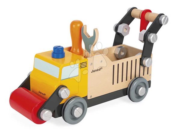 Fa építőjátékok - Fa autó és építőjáték Teherautó DIY Construction Truck BricoKids Janod - 1