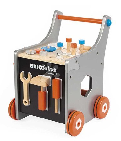 Kinderwerkstatt und Werkzeuge | Seite 3 - Lauflernhilfe  aus Holz und Wagen mit Werkzeugen  Magnetic DIY Trolley BricoKids Janod