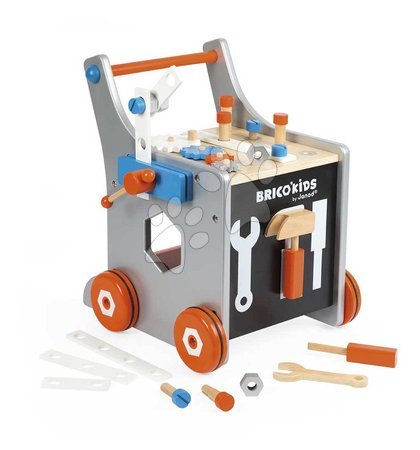 Workbench playsets and tools - Drevené chodítko a vozík s náradím Magnetic DIY Trolley BricoKids Janod_1