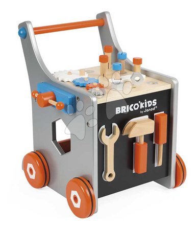 Kinderwerkstatt und Werkzeuge  - Lauflernhilfe  aus Holz und Wagen mit Werkzeugen  Magnetic DIY Trolley BricoKids Janod - 2