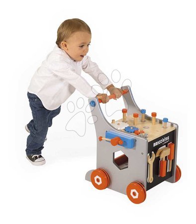 Taller de madera infantil con herramientas - Drevené chodítko a vozík s náradím Magnetic DIY Trolley BricoKids Janod - 7