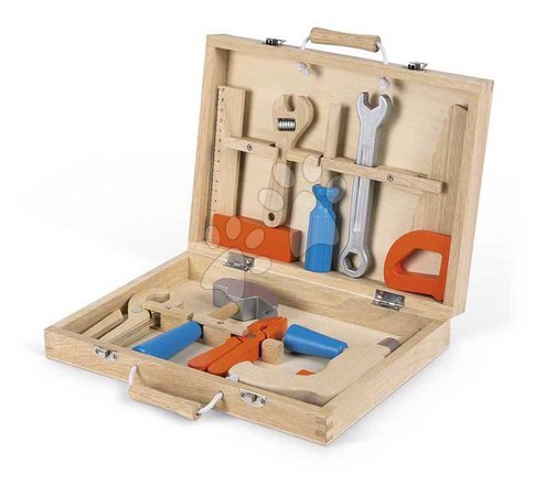 Workbench playsets and tools - Drevené náradie v kufríku Tool Box BricoKids Janod