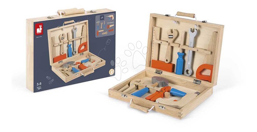 Kinderwerkstatt und Werkzeuge  - Holzwerkzeuge in einem Koffer Tool Box BricoKids Janod - 5