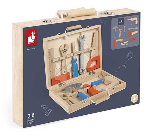 Kinderwerkstatt und Werkzeuge  - Holzwerkzeuge in einem Koffer Tool Box BricoKids Janod - 7