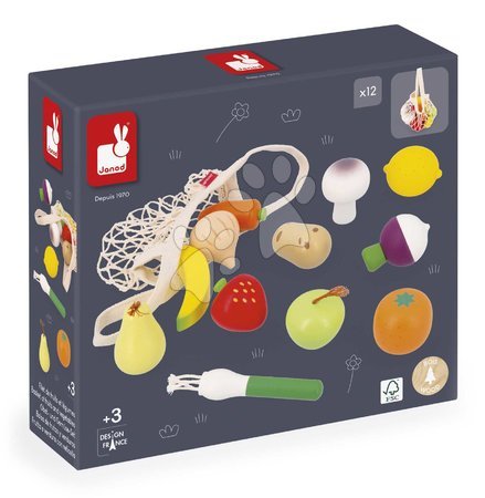 Wooden play kitchens - Drevená zelenina a ovocie v sieťke Fruits & Vegetables Net Shiny Grandma Janod - 6