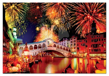 Puzzle 1500 dielne - Puzzle Ohňostroj na moste v Rialto Educa - 1