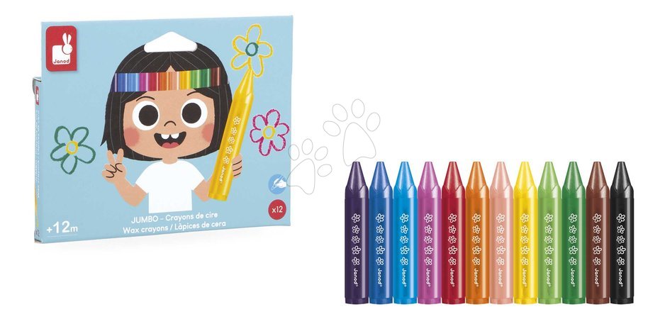 Rajzolás és festés - Háromszög alakú zsírkréták Wax Crayons Janod - 2