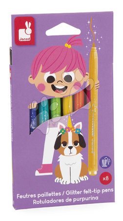 Rysowanie i malowanie - Fixky s trblietkami Glitter Felt-tip Pens Janod - 5