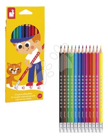 Desenare și colorare - Creioane colorate cu radieră Errasable Coloured Pencils Janod - 2