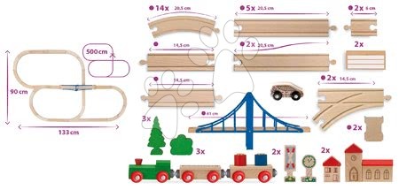 Holzeisenbahnen und Bahngleise - Holz-Eisenbahn Train Set with Bridge Eichhorn - 5