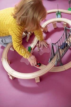 Holzeisenbahnen und Bahngleise - Holz-Eisenbahn mit Bahnhof Train Set with Bridge Eichhorn - 3