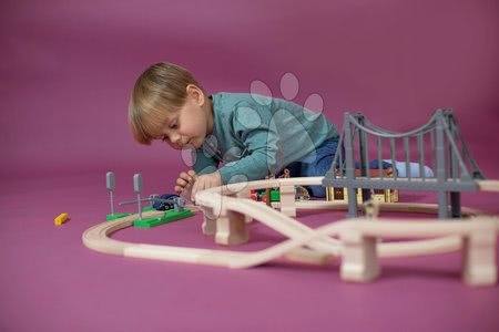 Holzeisenbahnen und Bahngleise - Holz-Eisenbahn mit Bahnhof Train Set with Bridge Eichhorn - 4