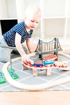 Holzeisenbahnen und Bahngleise - Holz-Eisenbahn mit Bahnhof Train Set with Bridge Eichhorn - 2