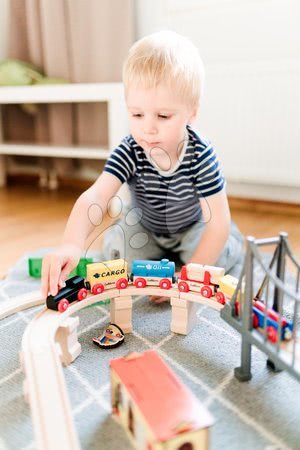 Holzeisenbahnen und Bahngleise - Holz-Eisenbahn mit Bahnhof Train Set with Bridge Eichhorn - 1