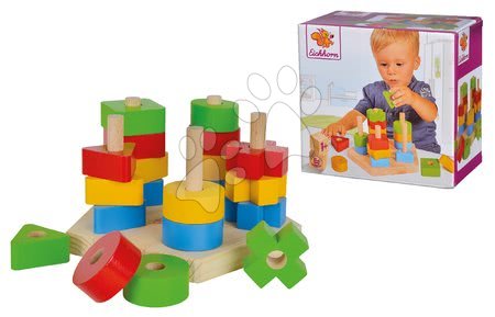  Készségfejlesztő fajátékok - Fa toronyépítő Stacking Toy Eichhorn - 4