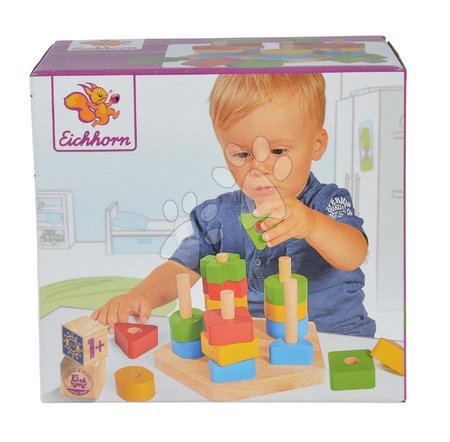  Készségfejlesztő fajátékok - Fa toronyépítő Stacking Toy Eichhorn - 2