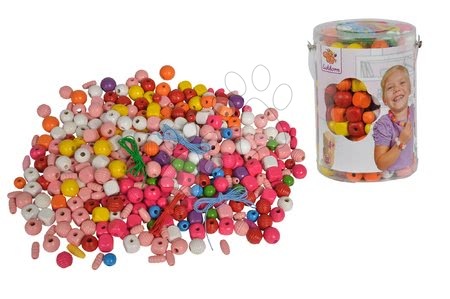 Kézimunka és alkotás - Fa fűzhető gyöngyök Wooden Bead Set in Bucket Eichhorn - 3