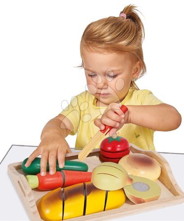 Wooden play kitchens - Wooden tray with food Chopping Board Eichhorn - 5