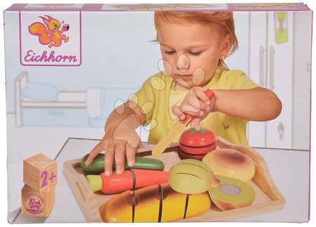 Wooden play kitchens - Wooden tray with food Chopping Board Eichhorn - 6