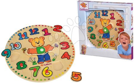 Drvene edukativne igre - Drvene didaktičke puzzle sati Teaching Clock Eichhorn  - 3