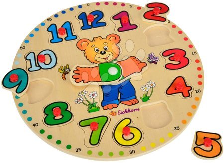 Drvene edukativne igre - Drvene didaktičke puzzle sati Teaching Clock Eichhorn  - 2