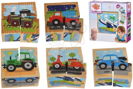 Pohádkové kostky - Dřevěné puzzle kostky Picture Cube Vehicles Eichhorn - 9