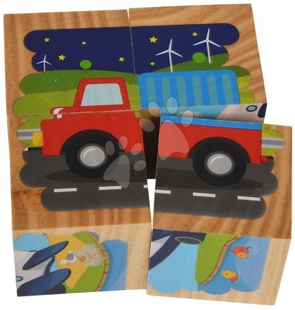 Pohádkové kostky - Dřevěné puzzle kostky Picture Cube Vehicles Eichhorn - 3