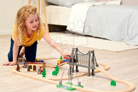 Trenuri din lemn și căi ferată - Cale ferată din lemn Train Set with Bridge Eichhorn - 7