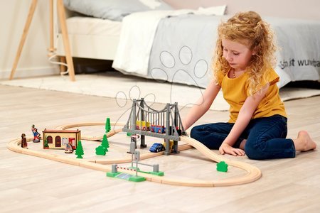 Trenuri din lemn și căi ferată - Cale ferată din lemn Train Set with Bridge Eichhorn - 8