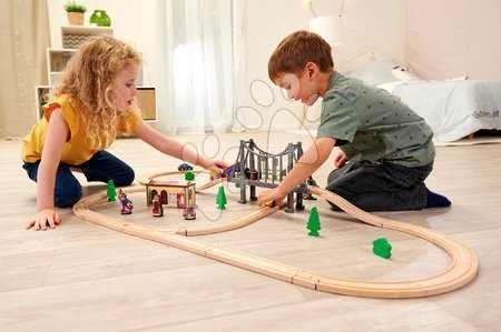 Trenuri din lemn și căi ferată - Cale ferată din lemn Train Set with Bridge Eichhorn - 10