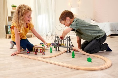 Trenuri din lemn și căi ferată - Cale ferată din lemn Train Set with Bridge Eichhorn - 11