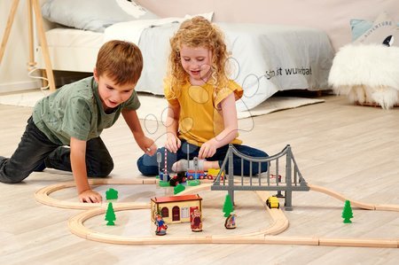 Trenuri din lemn și căi ferată - Cale ferată din lemn Train Set with Bridge Eichhorn - 12