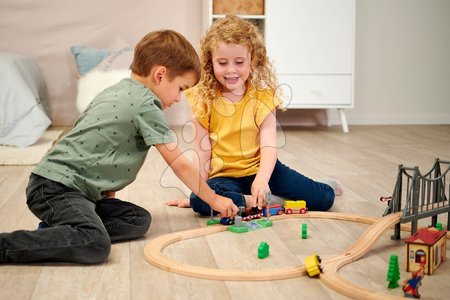 Trenuri din lemn și căi ferată - Cale ferată din lemn Train Set with Bridge Eichhorn - 14