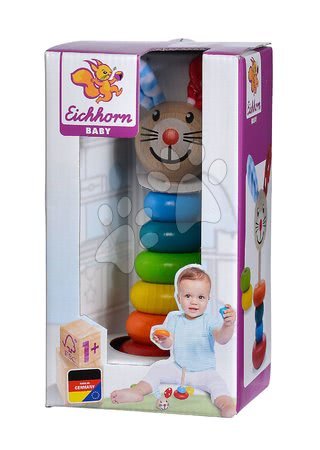 Dřevěné didaktické hračky - Dřevěný zajíček Stacking Rabbit Baby Eichhorn - 4