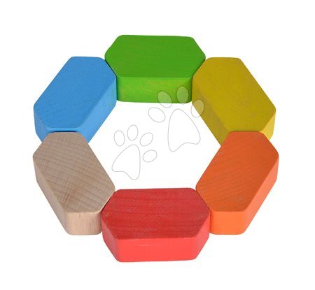 Hračky pro nejmenší - Dřevěné chrastítko Grasping Hexagon Baby Eichhorn