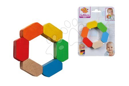 Csörgők és rágókák - Fa csörgő Grasping Hexagon Baby Eichhorn - 3