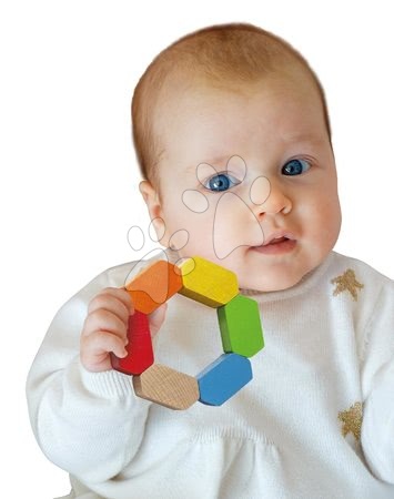 Hračky pro nejmenší - Dřevěné chrastítko Grasping Hexagon Baby Eichhorn_1