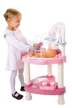 Kućice za lutke setovi - SMOBY 24663-15 prebaľovací stôl pre bábiku Baby Nurse Srdiečko a kolíska s baldachýnom s 32 cm bábikou v dupačkách - 7