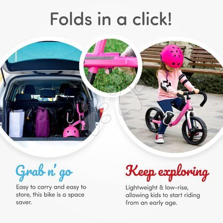 Odrážedla od 18 měsíců - Balanční odrážedlo skládací Folding Balance Bike Pink smarTrike - 7